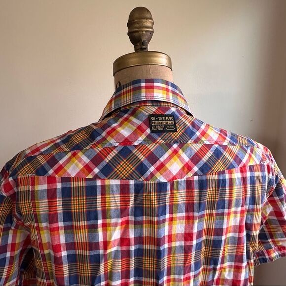G-Star Raw Men's Multicolor Anderson Keith Plaid Short Sleeve Shirt Size Large - Picture 6 of 14